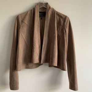 BCBGMaxAzria Cropped Velour Wrap Jacket Mocha